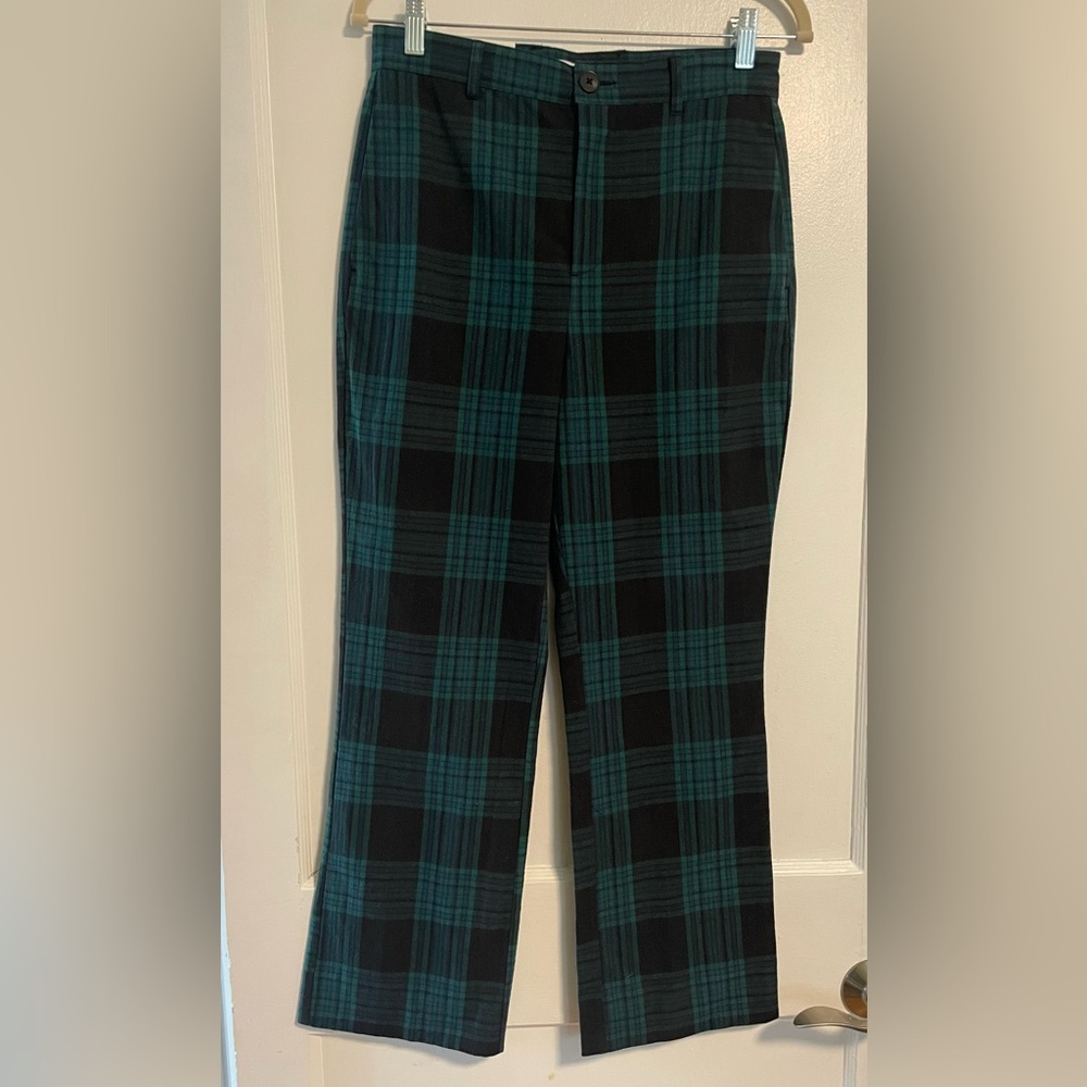 Women's Teal and Black Plaid Cropped Pants